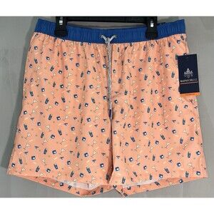 Men’s Rainforest‎ Swim Trunks Coral Martini Beach Summer Drawstring Large NWT